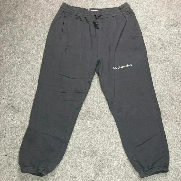Seek Discomfort Sweatpants Sz 2XL Grey Color Elastic Ankle Organic Cotton - Picture 1 of 9